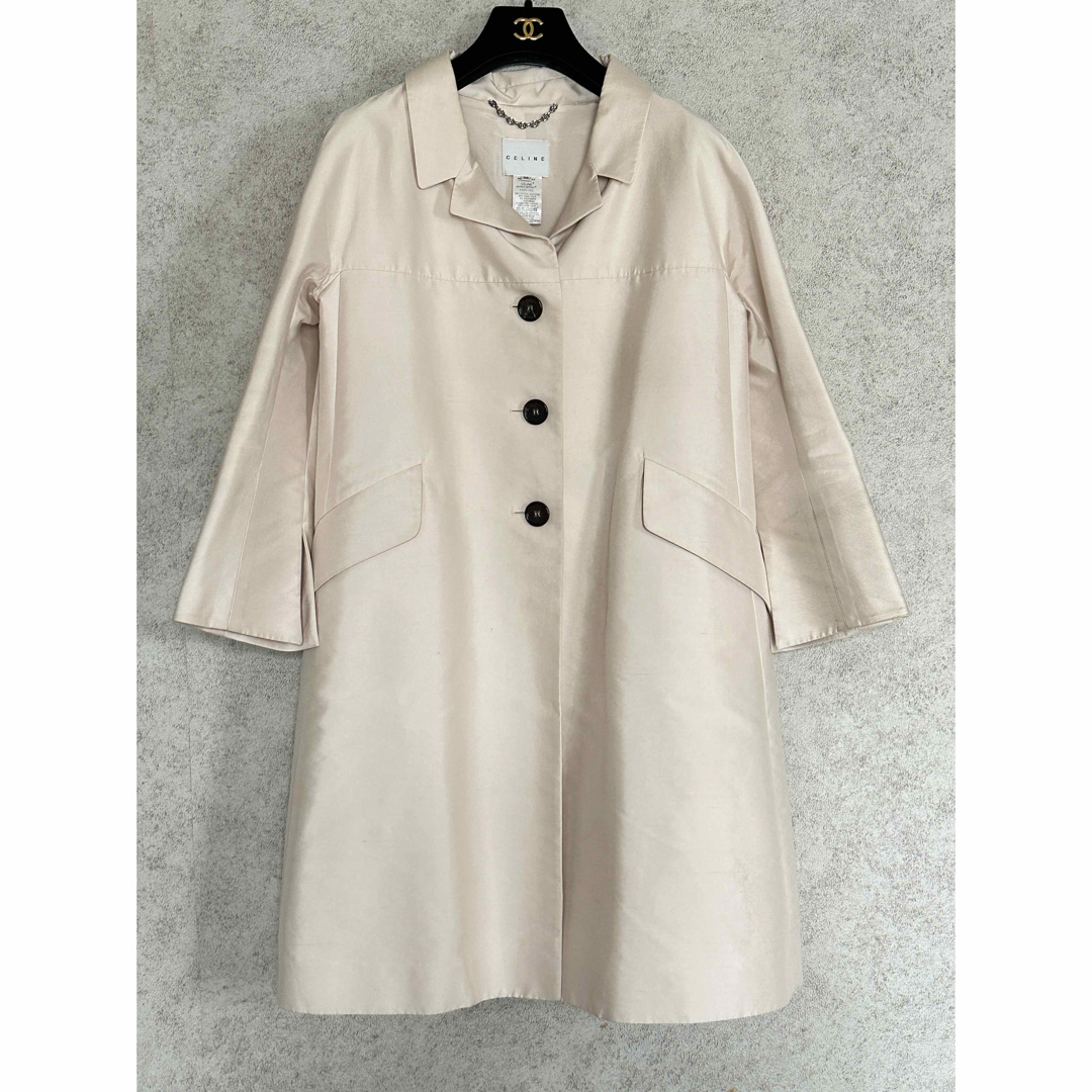 CELINE - CELINE セリーヌ コート シルク混 ベージュ 38 春秋 フランス