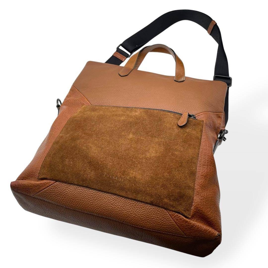 極美品 COACH 2WAY フォルド オーバー トートバッグ ヘリテージウェブ