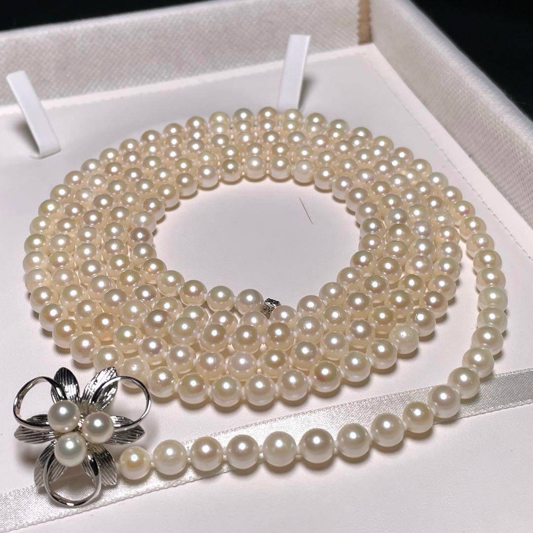 アコヤパール フラワークラスプ ロングネックレス 5.9〜6.3㎜ O556の