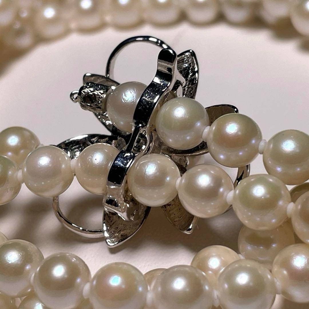 アコヤパール フラワークラスプ ロングネックレス 5.9〜6.3㎜ O556の