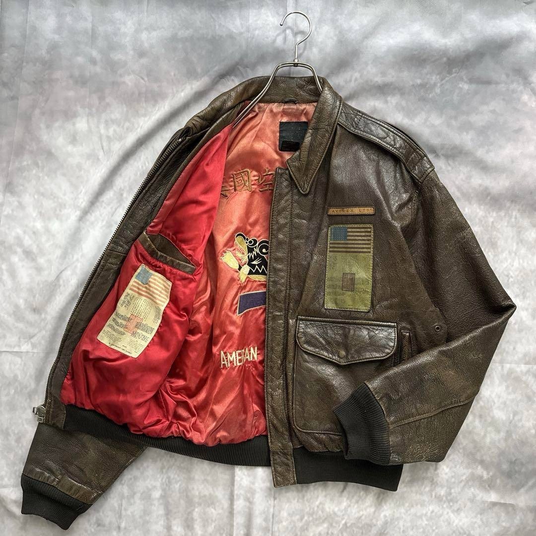 AVIREX - 希少 80s AVIREX A-2 レザージャケット フライトジャケット M