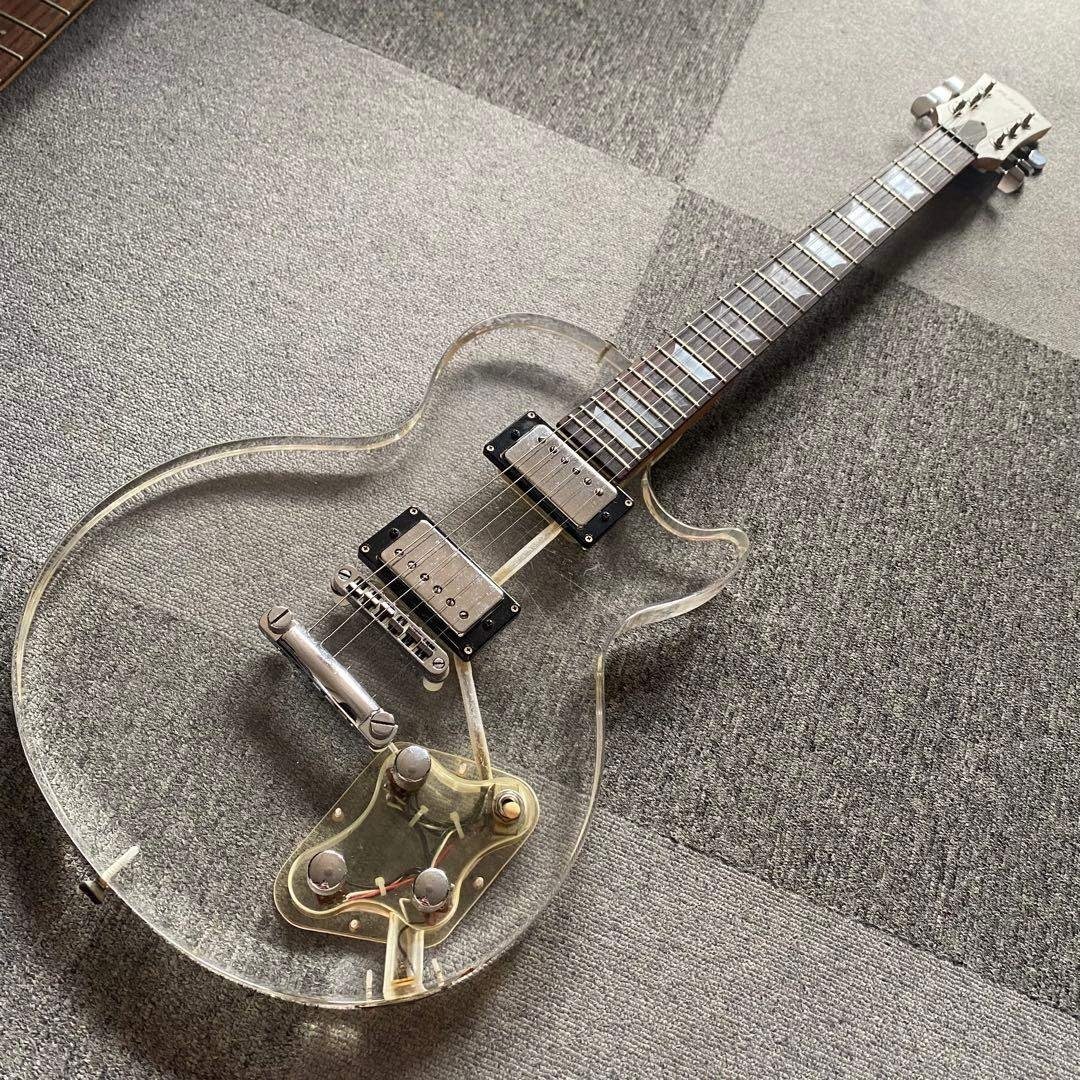 特価ーJUNO アクリルレスポール 透明 エレキギター アクリルギター