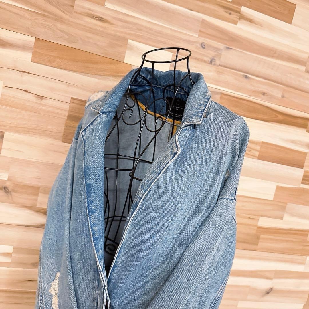 ZARA - 希少【ザラ】オーバーサイズ ダメージ加工 ロング デニム