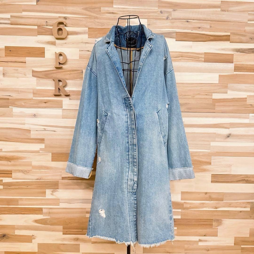 ZARA - 希少【ザラ】オーバーサイズ ダメージ加工 ロング デニム