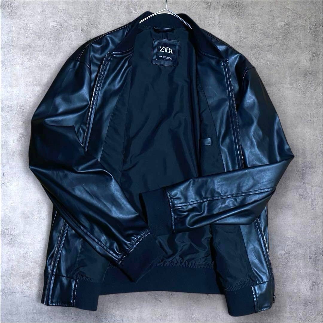 ZARA - 美品 ザラ ZARA フェイクレザー ボンバージャケット メンズ XL
