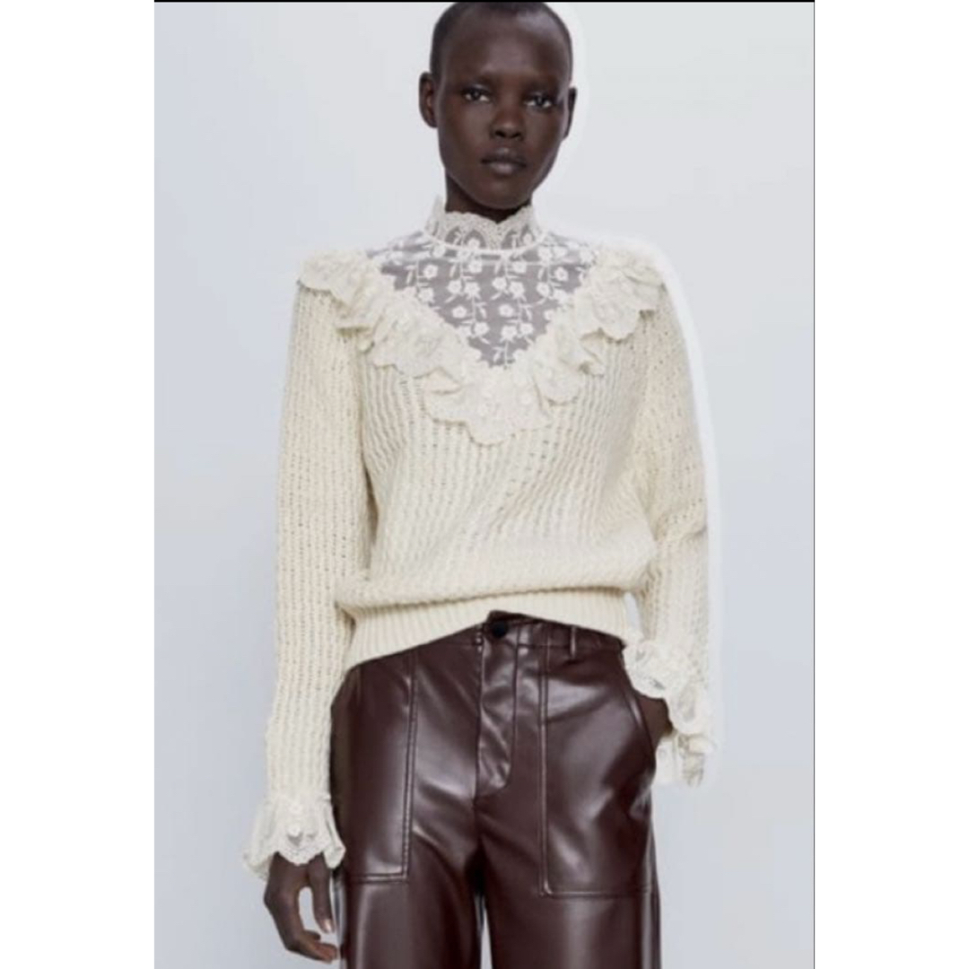 ZARA - 新品ZARA レースコンビニットセーター Mの通販 by ♡ちな♡'s