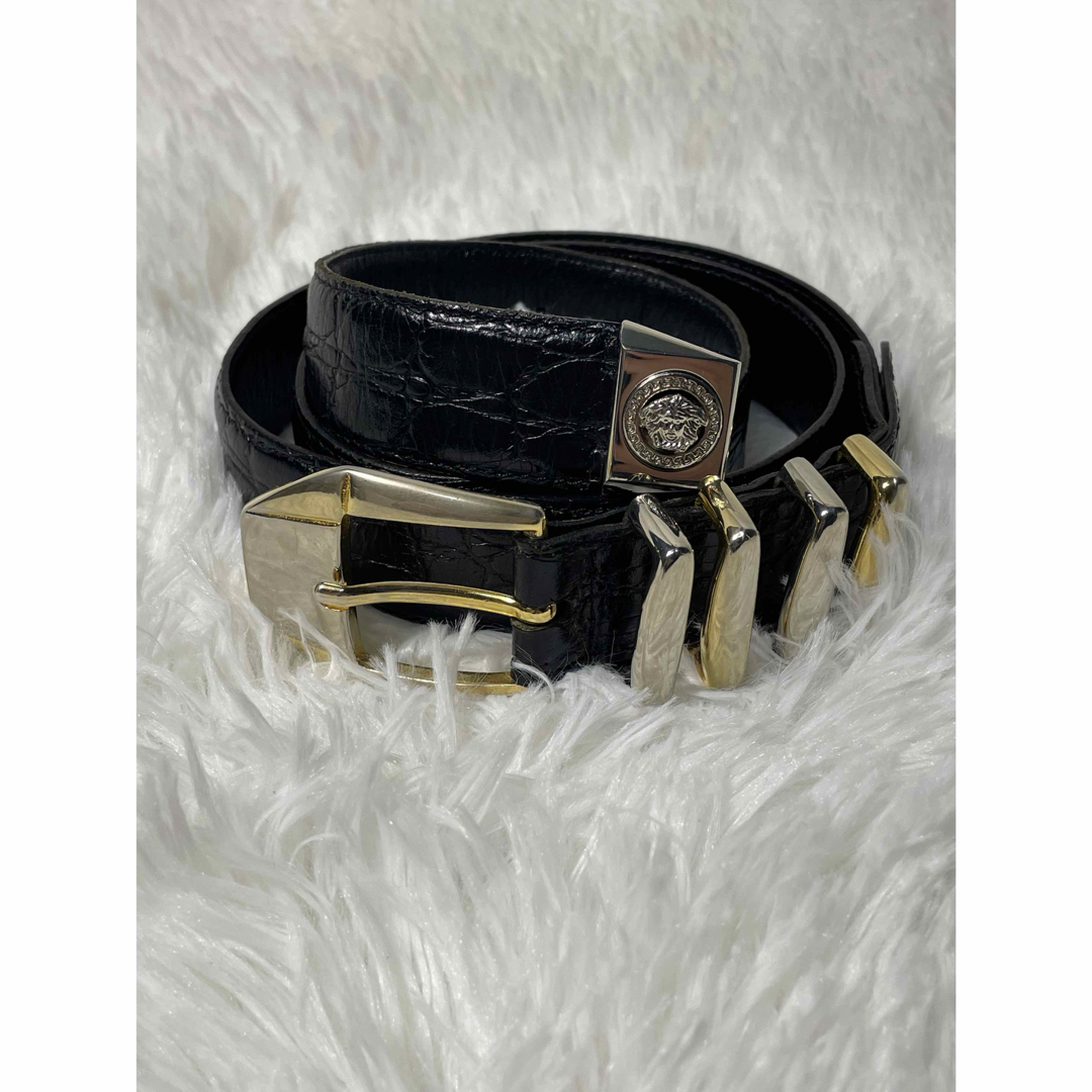 Gianni Versace - 希少 GIANNI VERSACE 本革 メデューサ金具 ベルト 黒