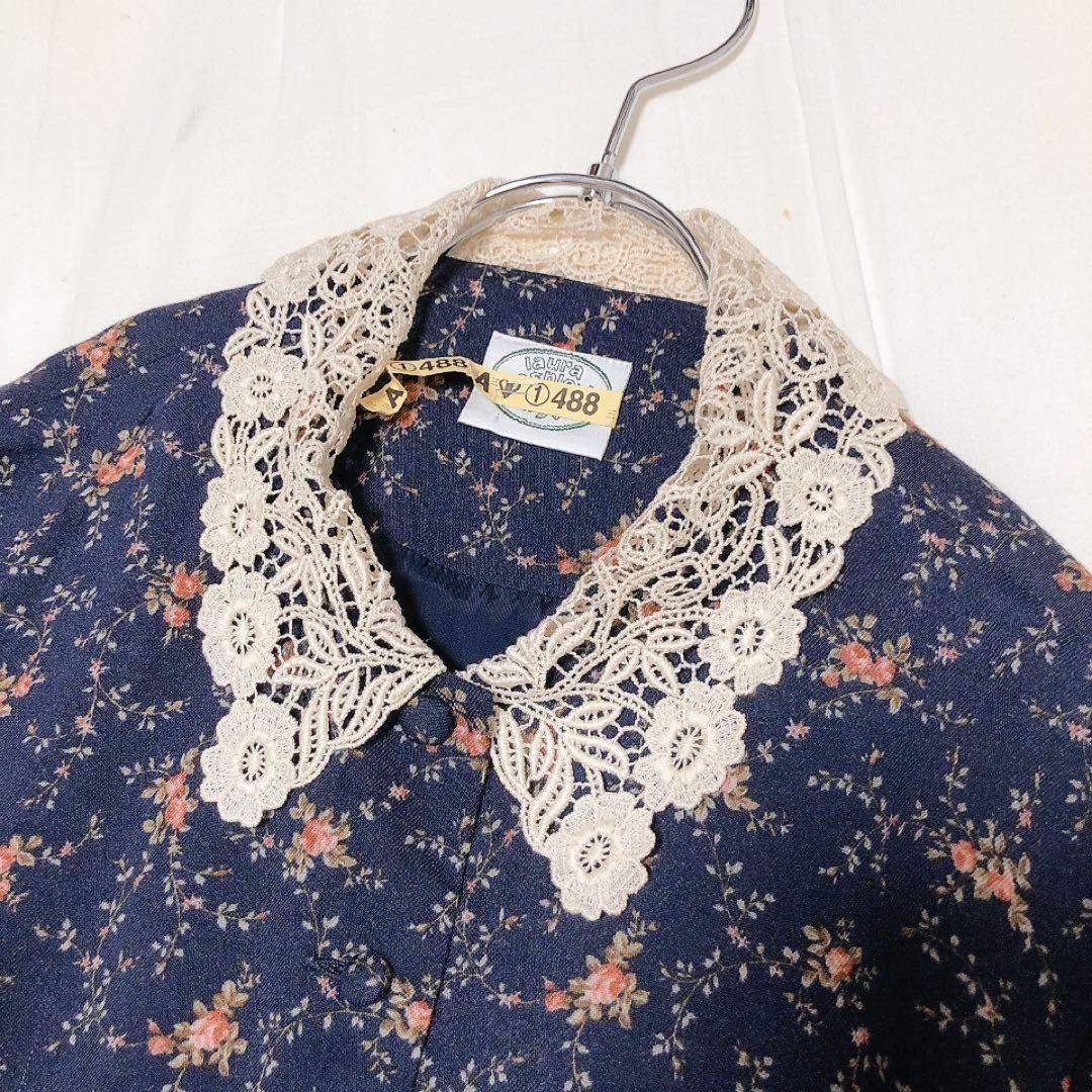 LAURA ASHLEY - ヴィンテージ☆ローラアシュレイ☆襟レース☆Aライン