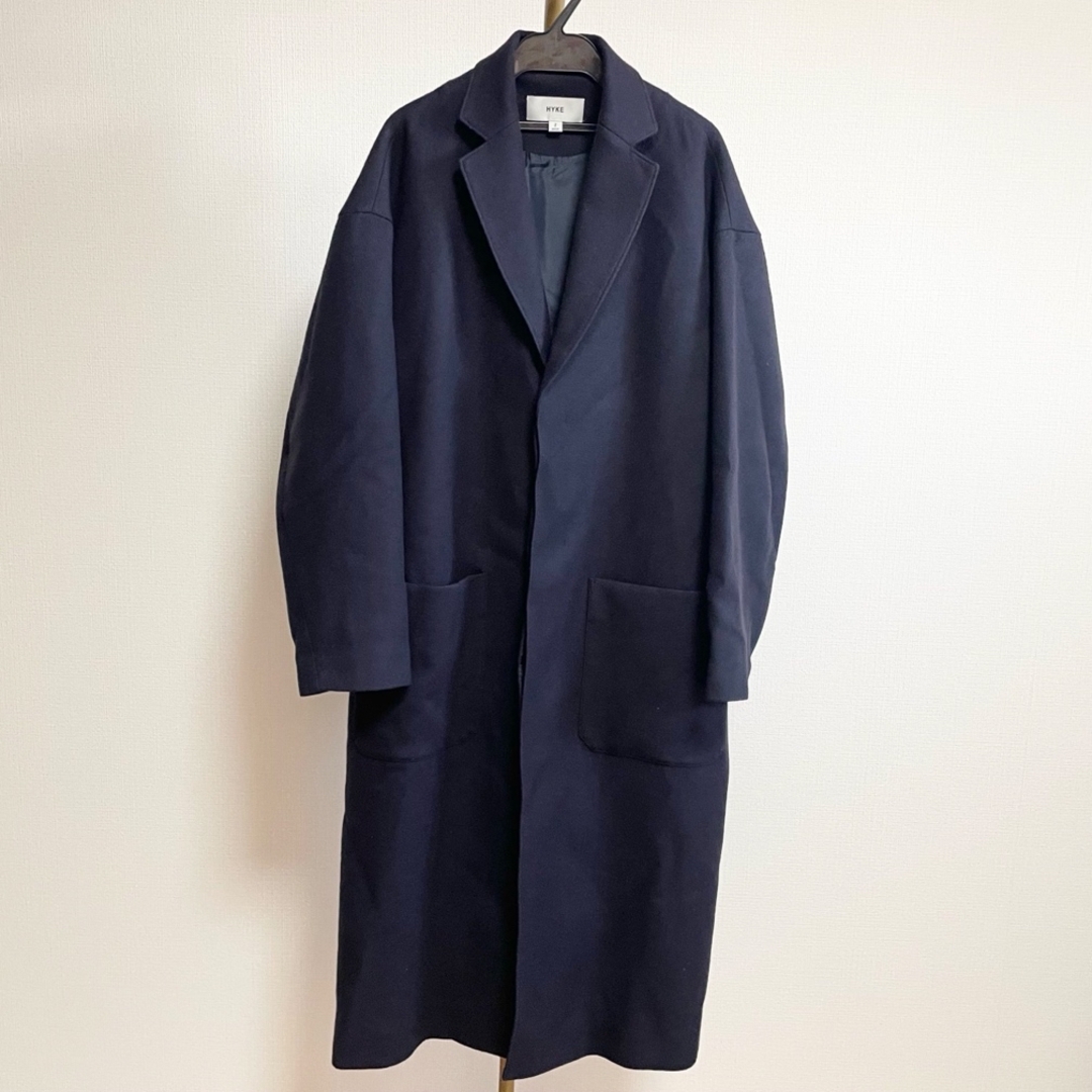 23AW HYKE WOOL SHOP COATウールショップコート ネイビー