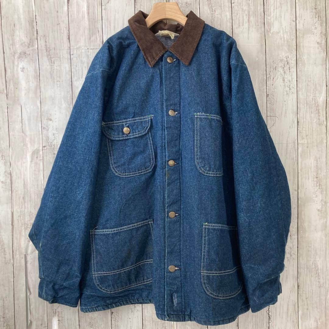 70sヴィンテージUSA製古着 KEY 裏ブランケットデニムカバーオール L