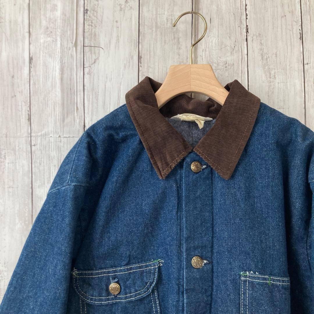 70sヴィンテージUSA製古着 KEY 裏ブランケットデニムカバーオール L