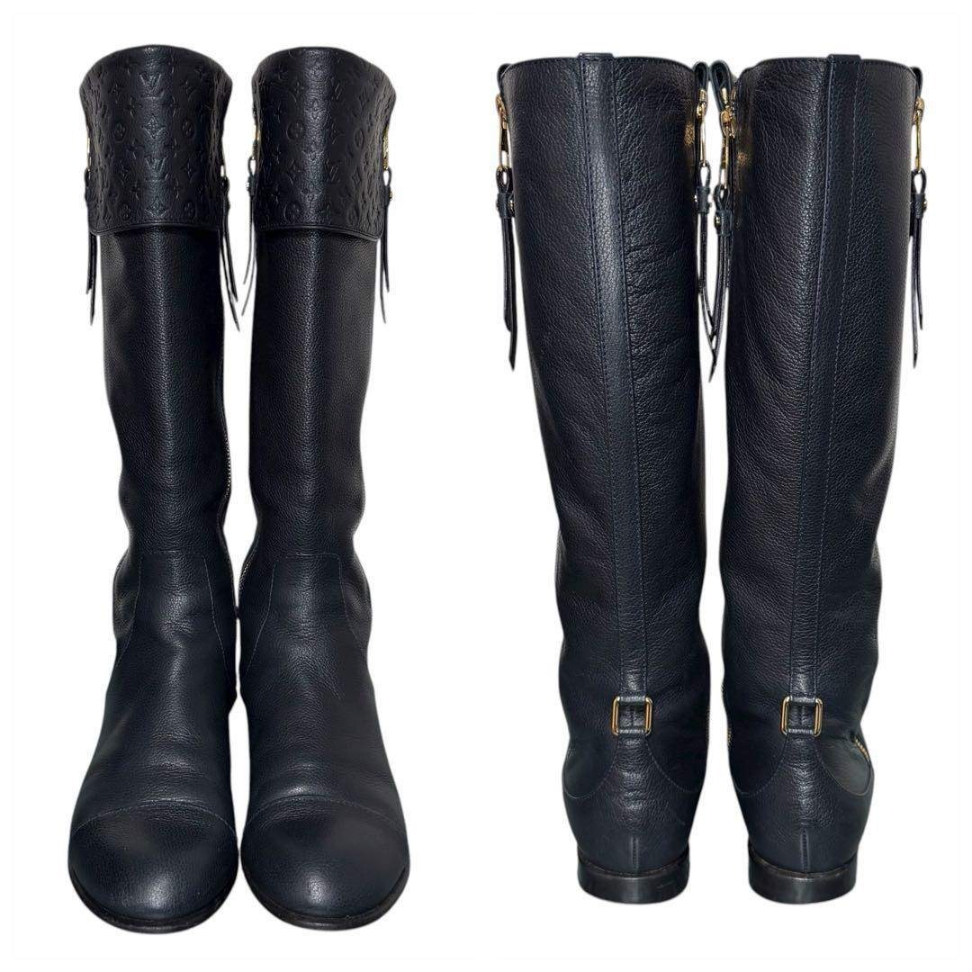 美品 LOUIS VUITTON アンプラント モノグラム レザー ロングブーツの