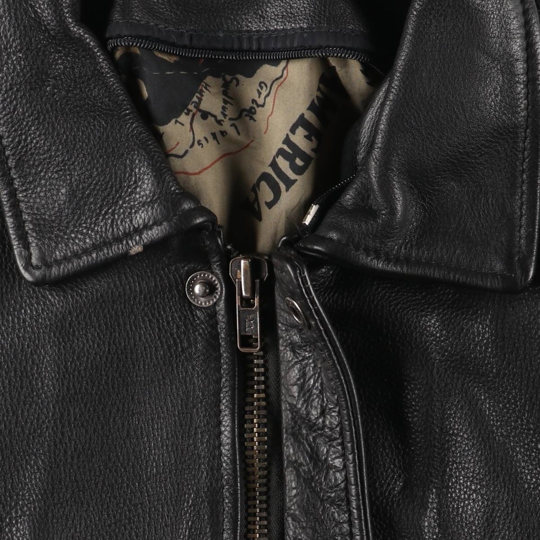 古着 A-2タイプ 中綿入り レザーフライトジャケット メンズM相当