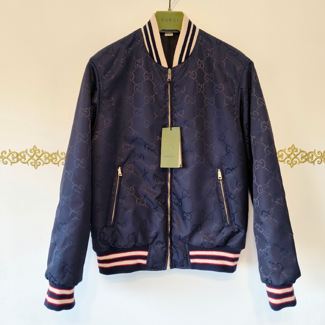 GUCCI - グッチ GGロゴ ネイビーリバーシブルジャケット ブルゾン