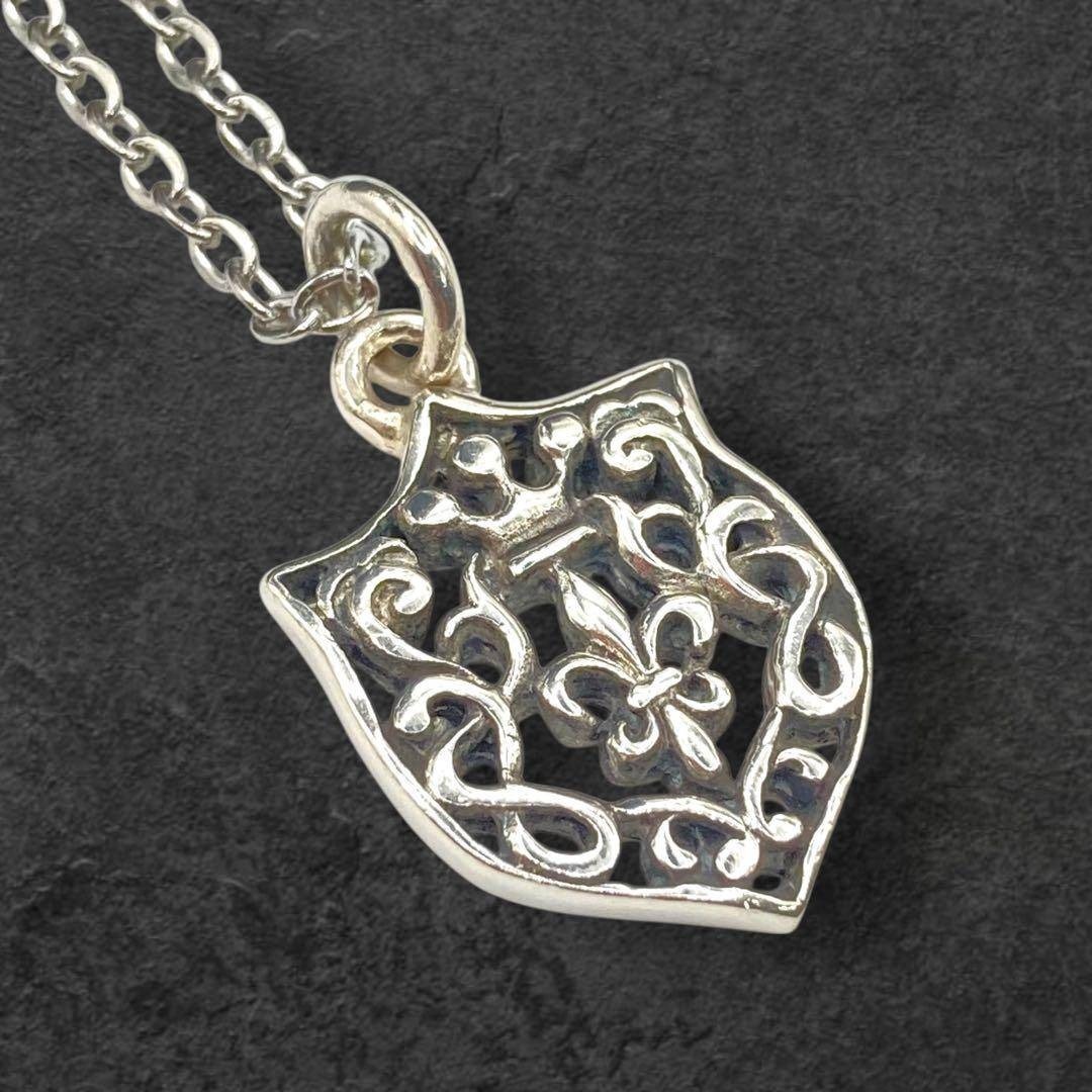 シルバー925 百合の紋章 シールド×フルールリス ペンダント 50cm 354