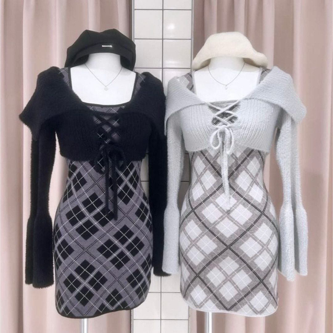 Bubbles - BUBBLES レースアップニットワンピースの通販 by a's shop