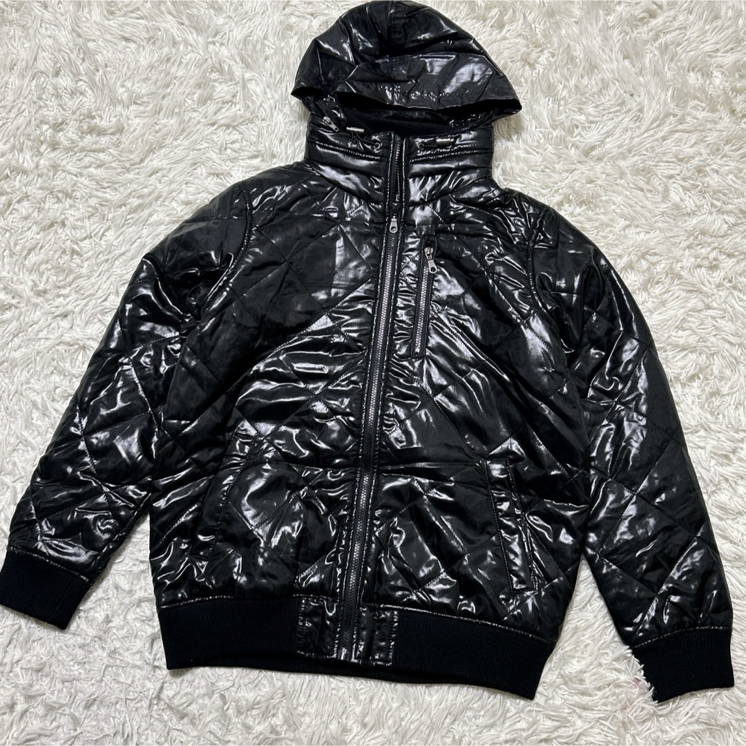 2326】 美品 Y2K CONVERSE ALL STAR 中綿ジャケット ブラック 黒 光沢