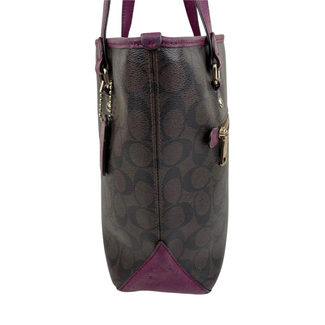 ✨良品 コーチ COACH トートバッグ シグネチャー PVC 紫 手提げ