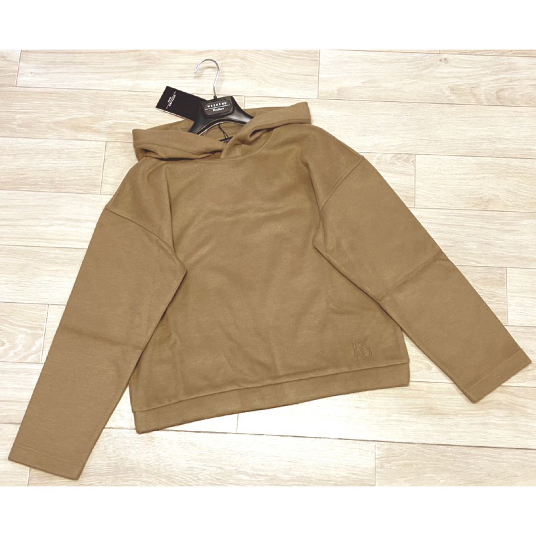 マックスマーラ ジャージー素材 ロゴ刺繍フーディ パーカー キャメル