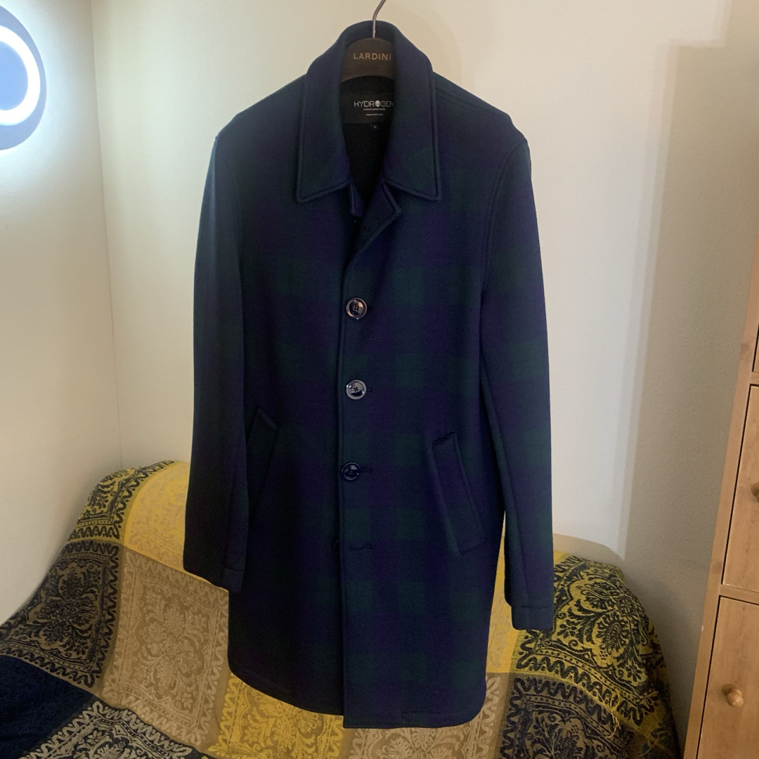 HYDROGEN【極美品】タータンチェックコート ボンディング加工 ハイドロゲン