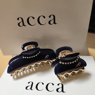 美品✨acca アッカ ヘアクリップ M バレッタ 髪留め ラインストーン
