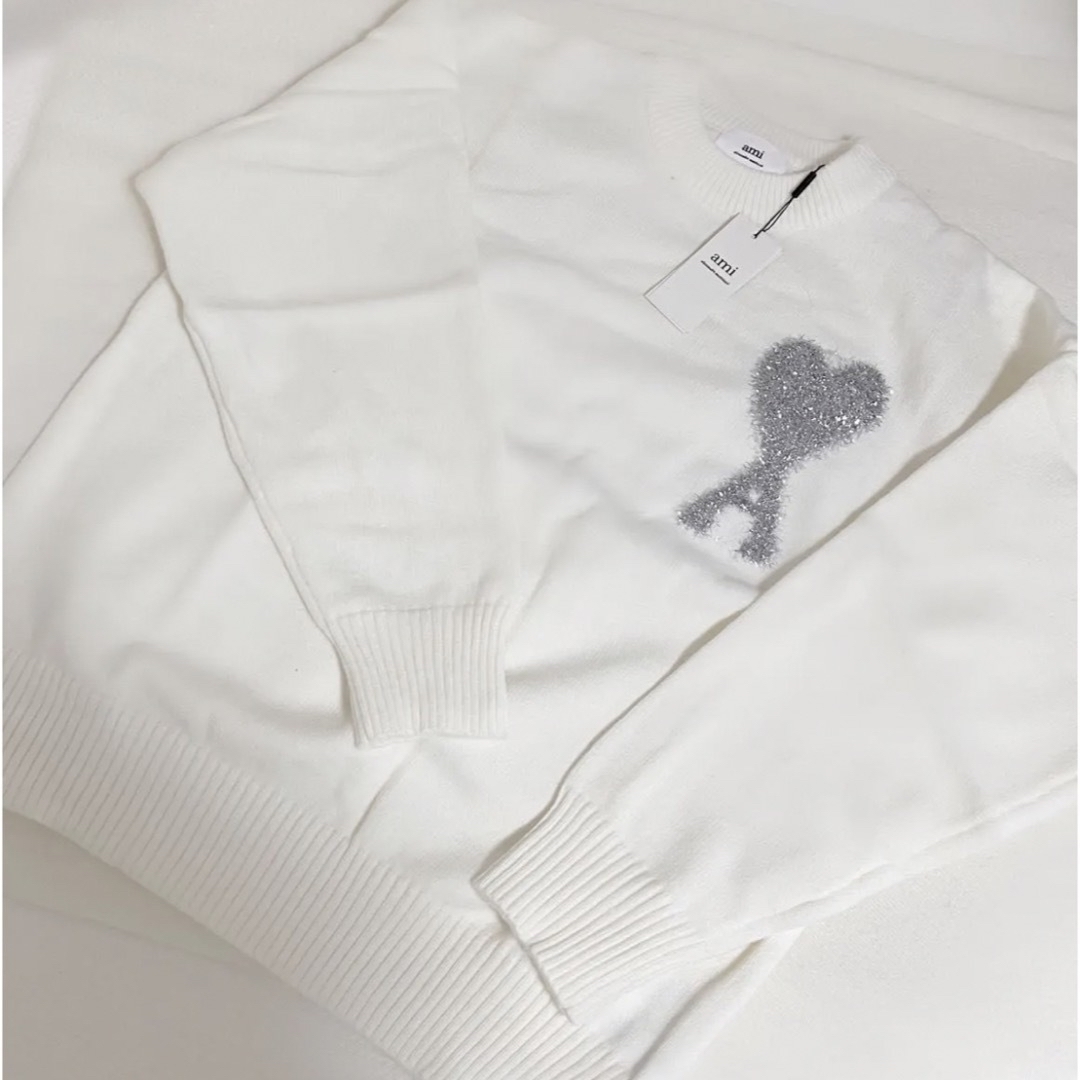 ami - 最終値下げ AMI アミパリス ホワイト シルバー ラメ セーター