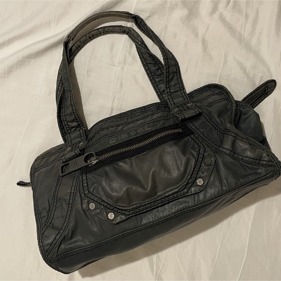 DIESEL y2k archiveメタリック加工 トートバッグ ブラックカーキ