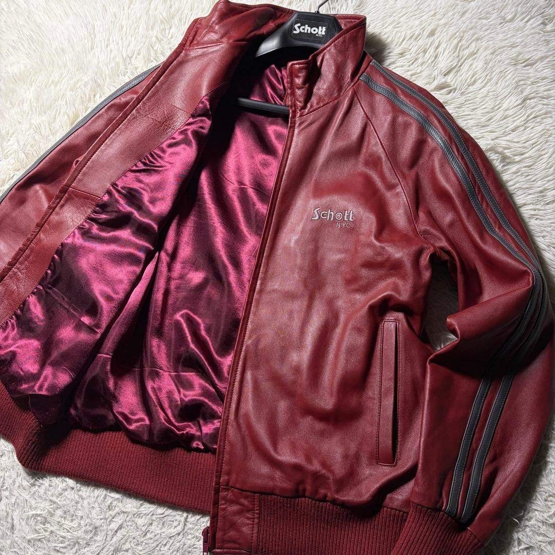 schott - 美品/希少カラー□schott トラックジャケット ラムレザー 羊