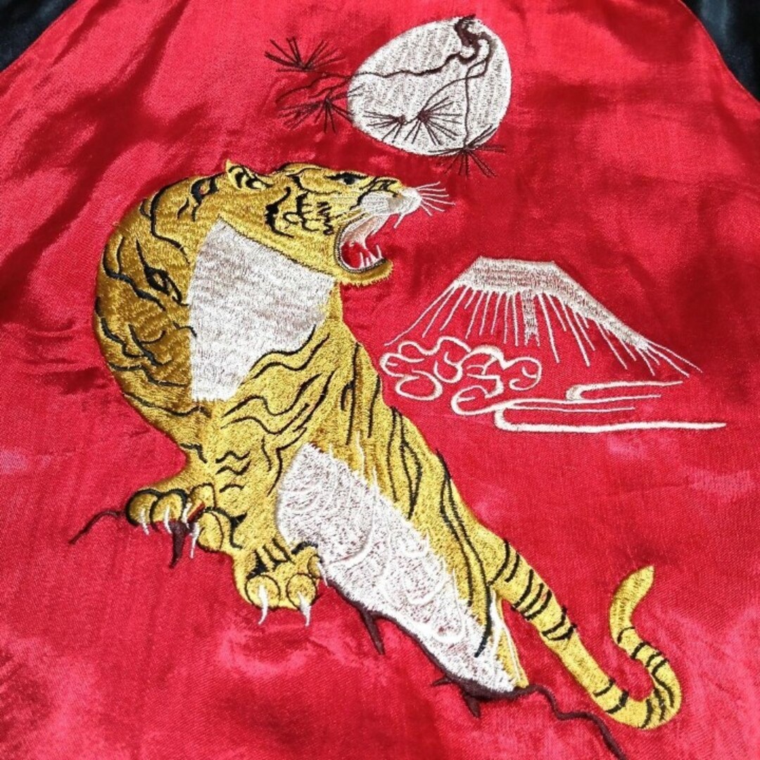 ♢1/4迄♢梵殷 ファイン スカジャン 赤黒 リバーシブル 龍 虎 刺繍