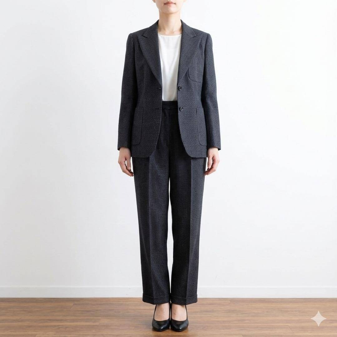 ラルフローレン レディース パンツスーツ セットアップ ドット柄 11号 紺