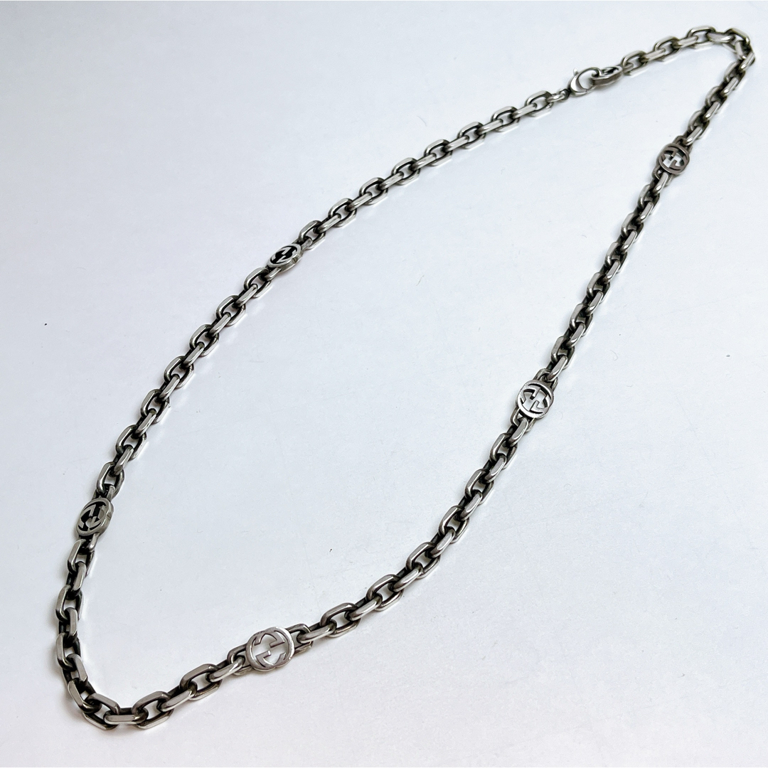 グッチ インターロッキング チェーンリンク ロング ネックレス 925 60cm