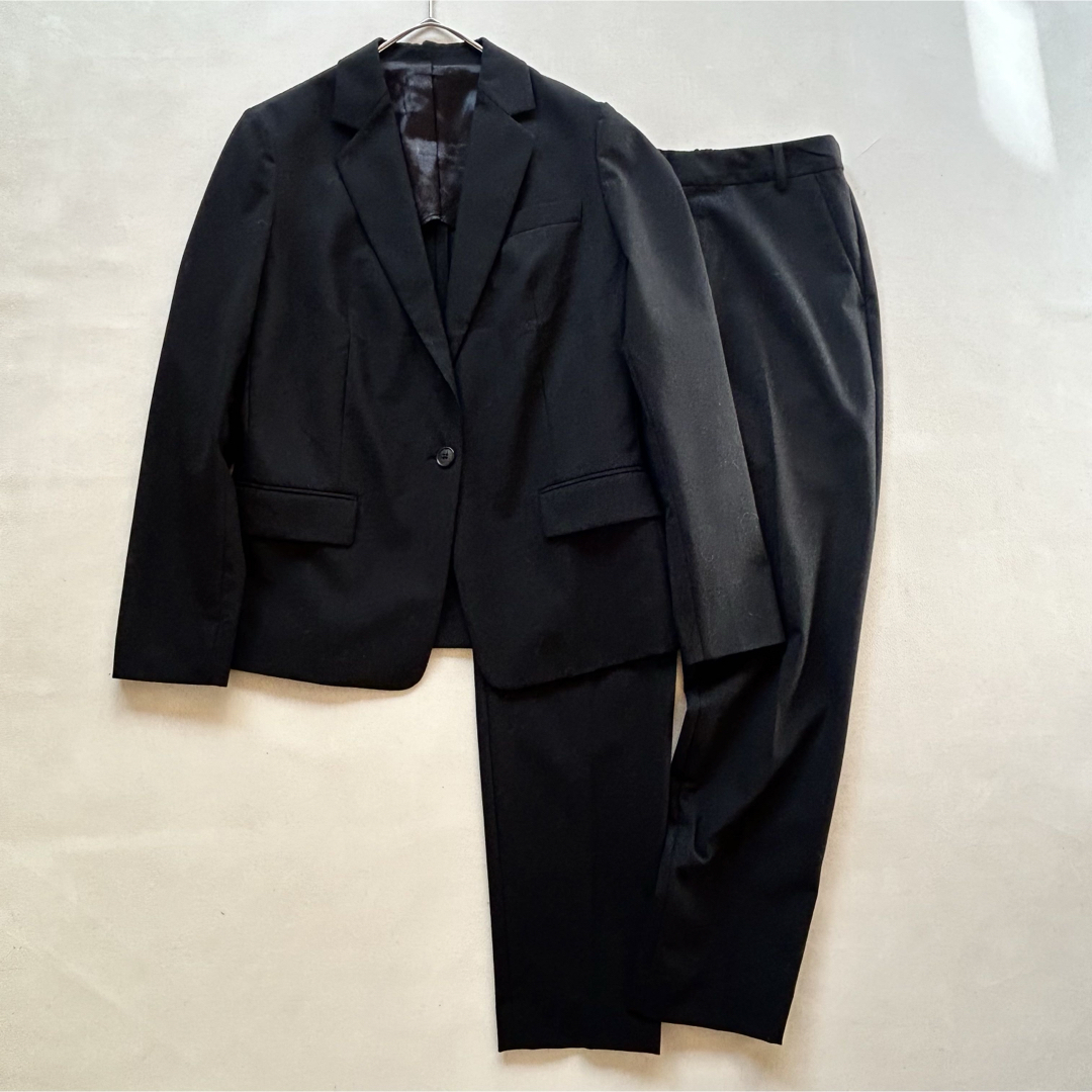 173美品GLR22AW洗濯機洗可能ウールテーラードジャケットパンツスーツ38黒