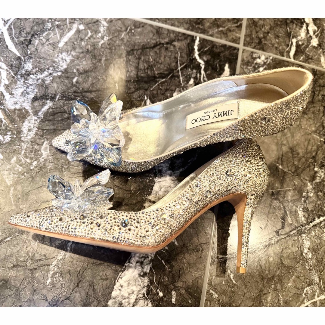 JIMMY CHOO - JIMMY CHOO クリスタルポインテッドトゥパンプス 38の