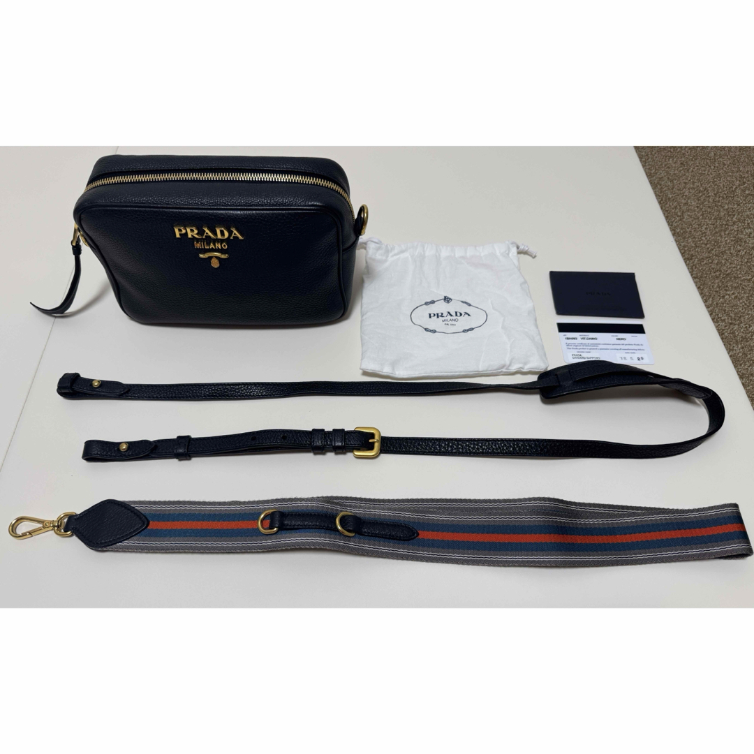 PRADA - PRADA プラダ ネイビー レザー ショルダーバッグの通販 by