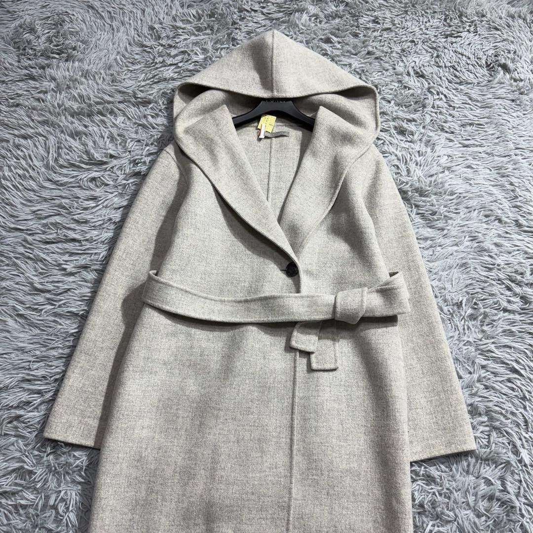 セオリー 定価8.7万 ORIANA ダブルフェイスフードコート ベルト グレー