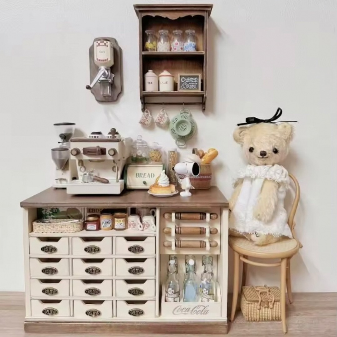 ミニチュア コーヒーマシン エスプレッソマシン クリームホワイト