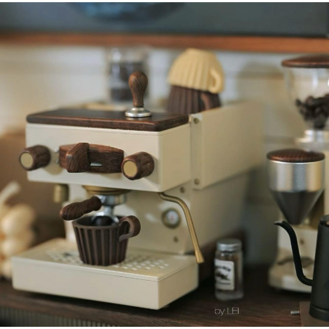 ミニチュア コーヒーマシン エスプレッソマシン クリームホワイト