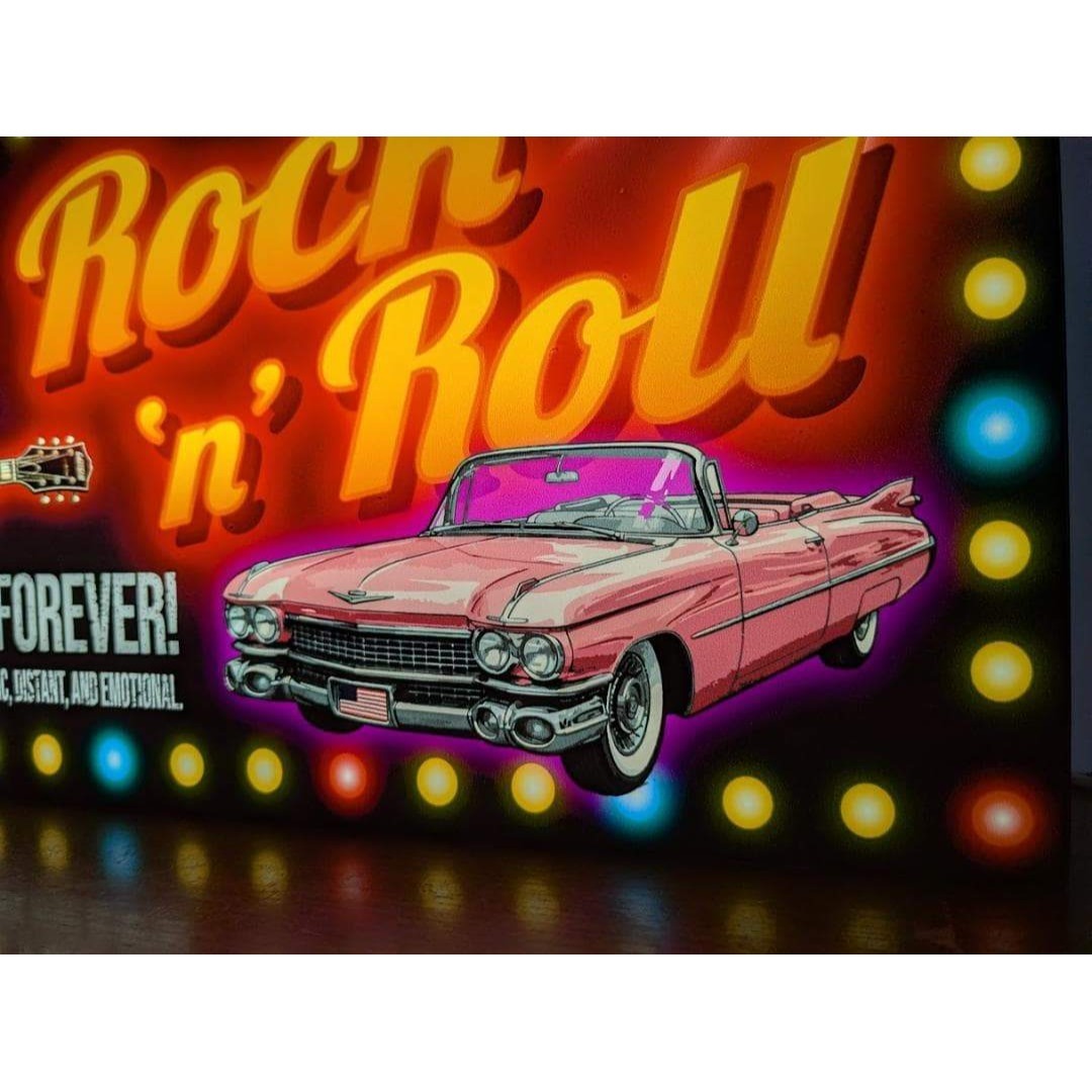 Lサイズ】ロックンロール ロカビリー アメ車 看板 置物 雑貨 ライトBOX