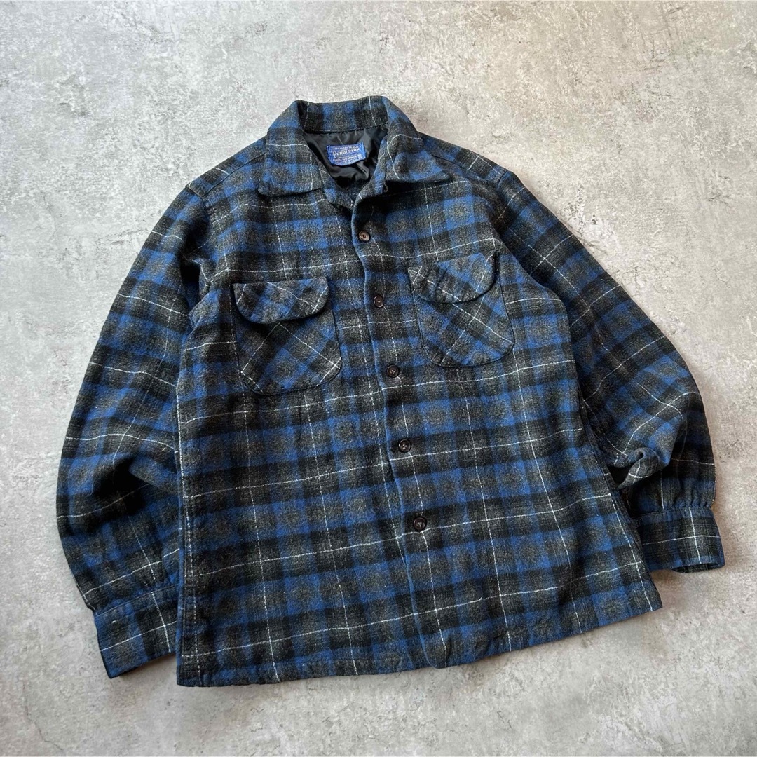 PENDLETON - 50s ペンドルトン ボードシャツ/ウールシャツ M ブルー