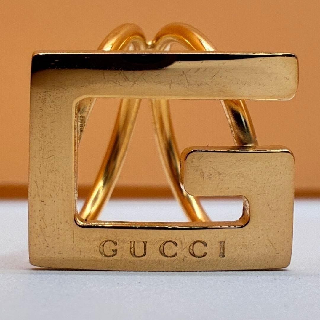 美品グッチ スカーフリング スカーフ留め GUCCI GGロゴ ゴールド