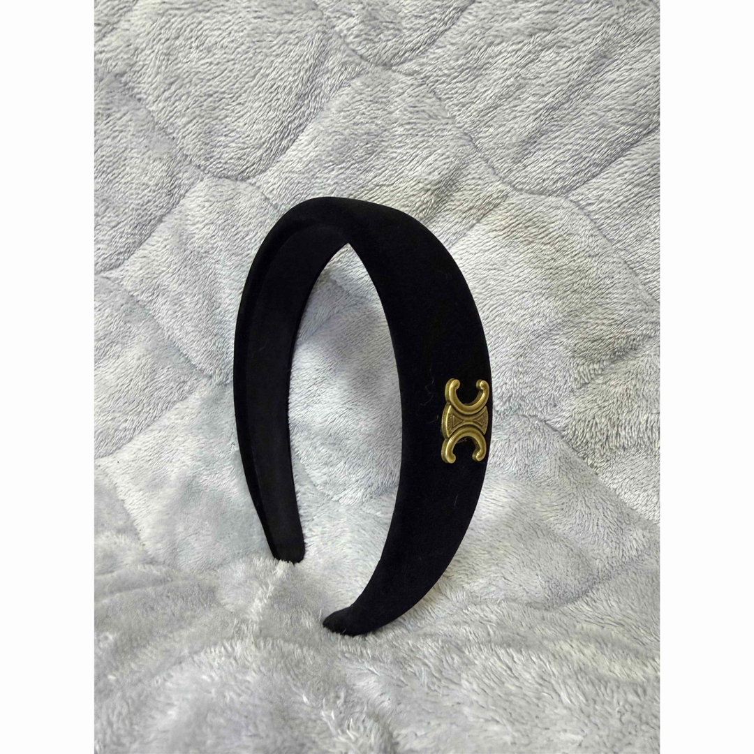 CELINE - CELINE セリーヌ カチューシャ ヘアバンド 黒 ベロア