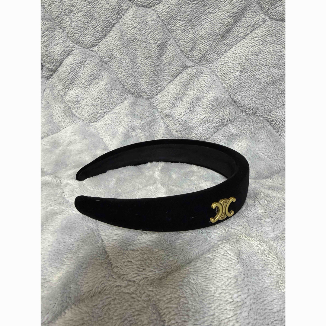 CELINE - CELINE セリーヌ カチューシャ ヘアバンド 黒 ベロア