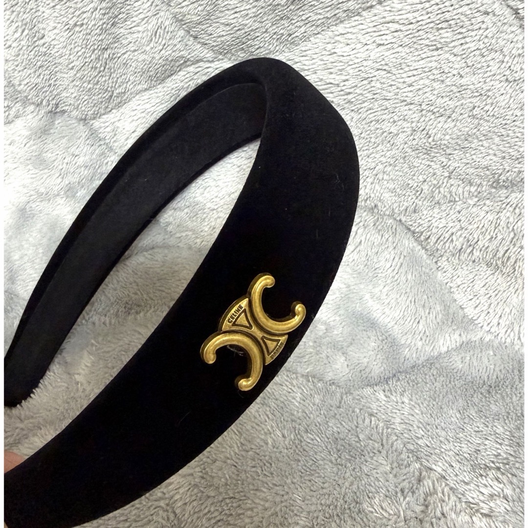 CELINE - CELINE セリーヌ カチューシャ ヘアバンド 黒 ベロア