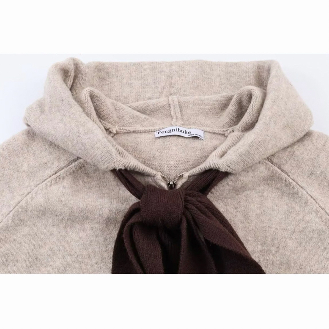 ZARA - 【予約販売】フード付きタイベルトニットカーディガンの通販 by