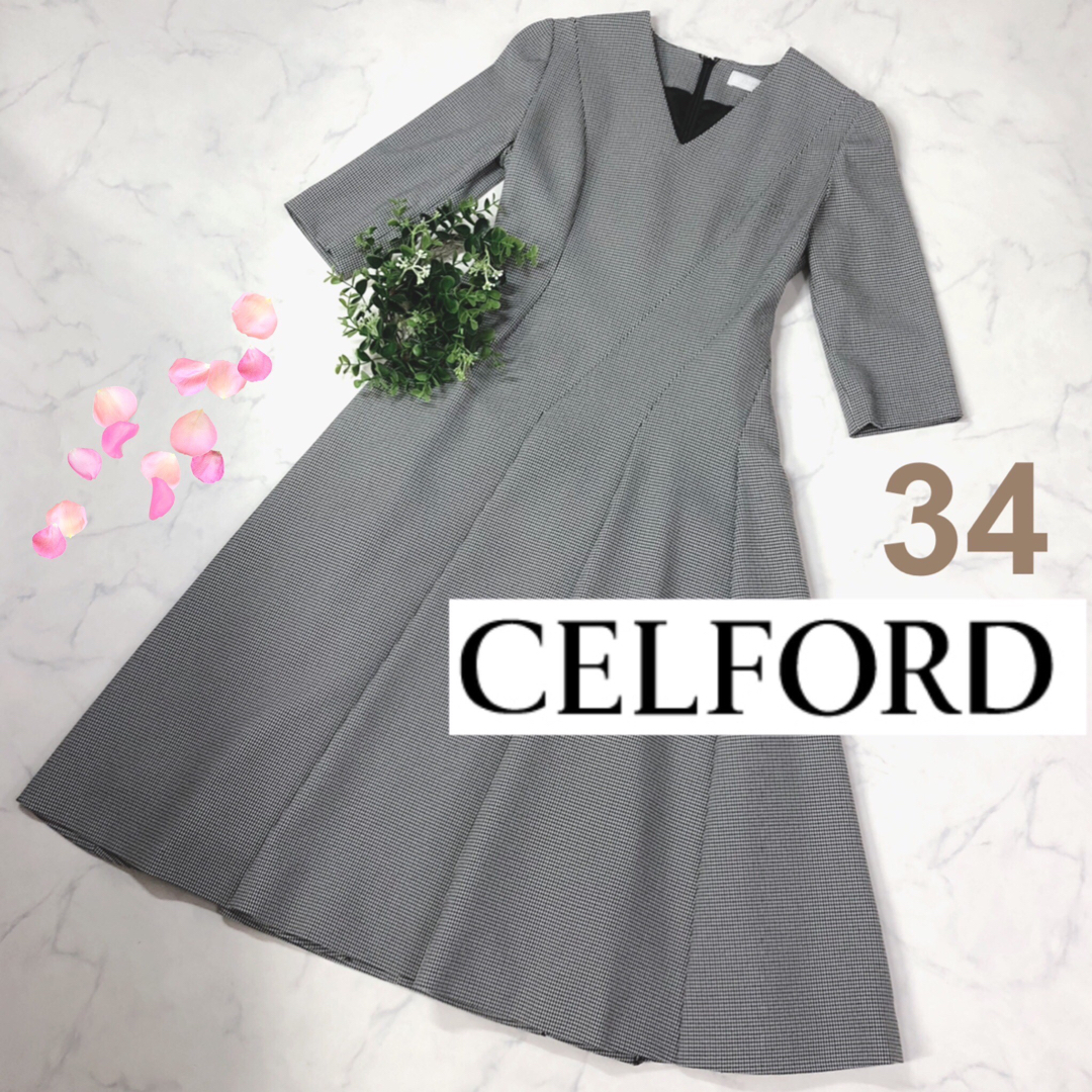 CELFORDセルフォードツイストデザインワンピースVネック34