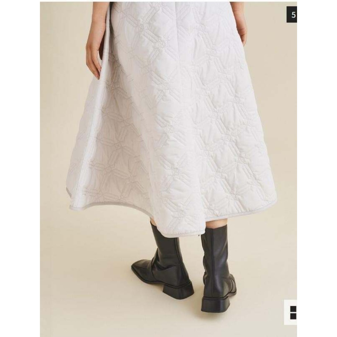 グレースクラス キルティングスカート ロング 38 白 Aライン 冬