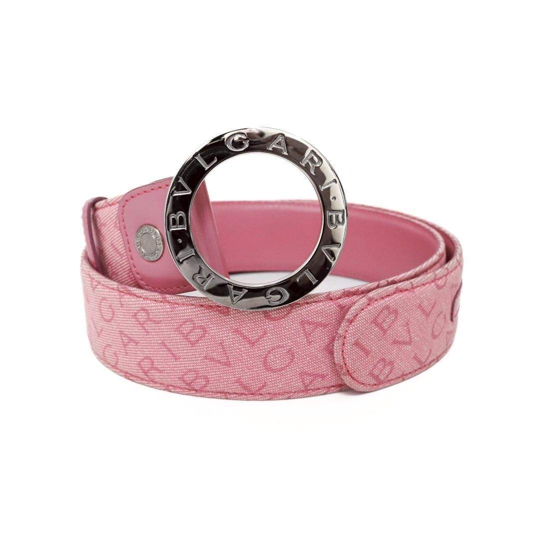BVLGARI ロゴマニア ベルト ピンク 77cm±2.5 幅4cm 1083 - montres