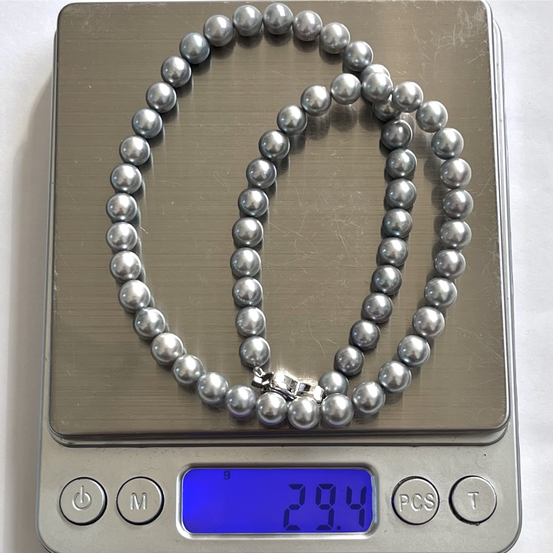 箱付【照り強】タサキ パール ネックレス 7mm WGk18ピアス セット