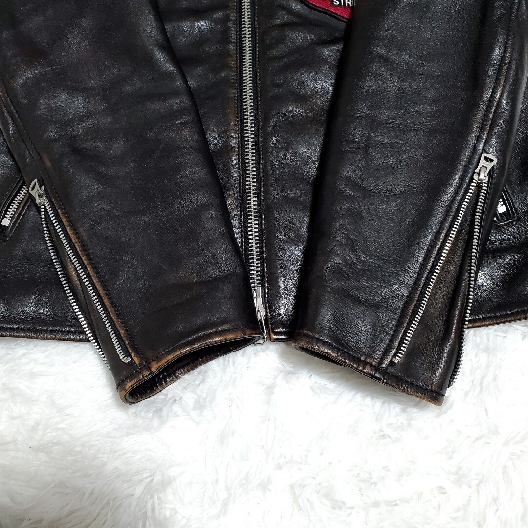 AVIREX - AVIREX エイジド スタンド シングルライダース カスタム 羊革