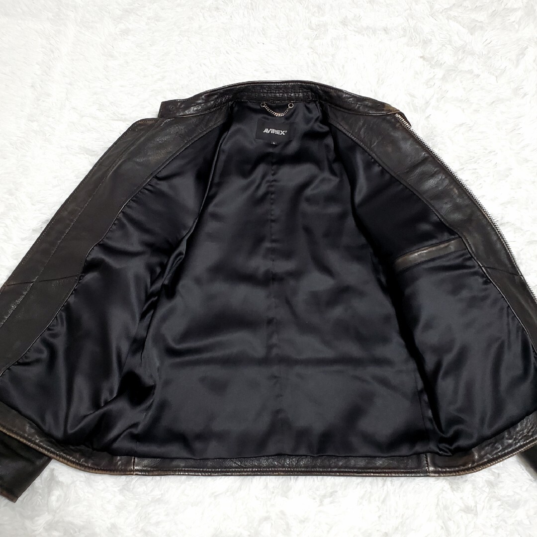 AVIREX - AVIREX エイジド スタンド シングルライダース カスタム 羊革